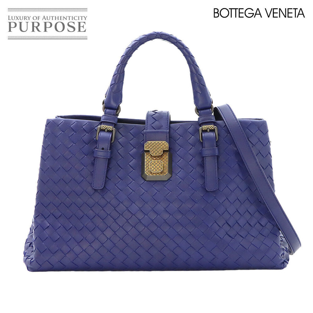 Bottega Veneta Intrecciato Roma Tote Shoulder Bag Leather Purple